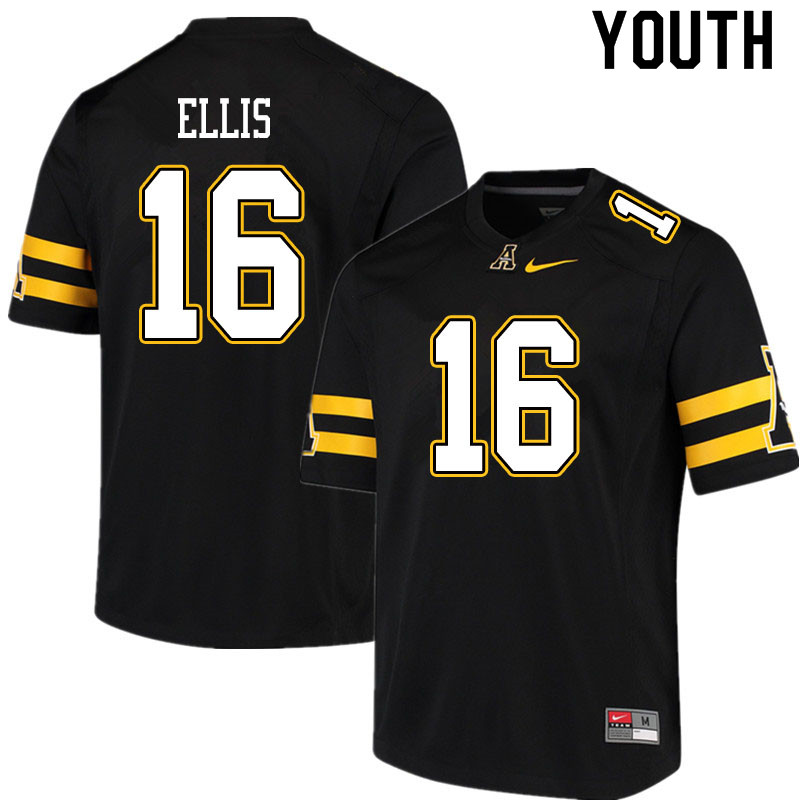Youth #16 Stan Ellis Appalachian State Mountaineers College Football Jerseys Sale-Black - Click Image to Close